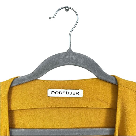 Rodebjer Womens Drap Blazer‎ Collarless Open 3/4 Sleeve Mustard Yellow Sz M - Picture 3 of 6